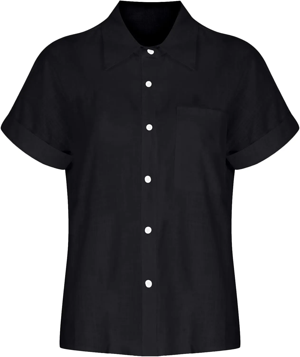Ceboyel Women Cotton Linen Summer Shirts Collared Button Down Blouses Gauze Short Sleeve Tops Causal Ladies Outfits 2023