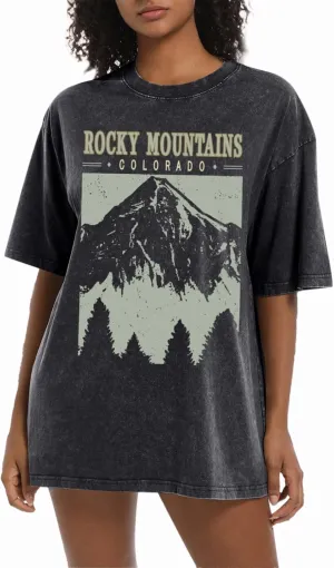 Colorado Mountain Shirt Oversized Retro Tshirts for Women Adventure Hiking Camping Shirts Nature Vintage Graphic Tees