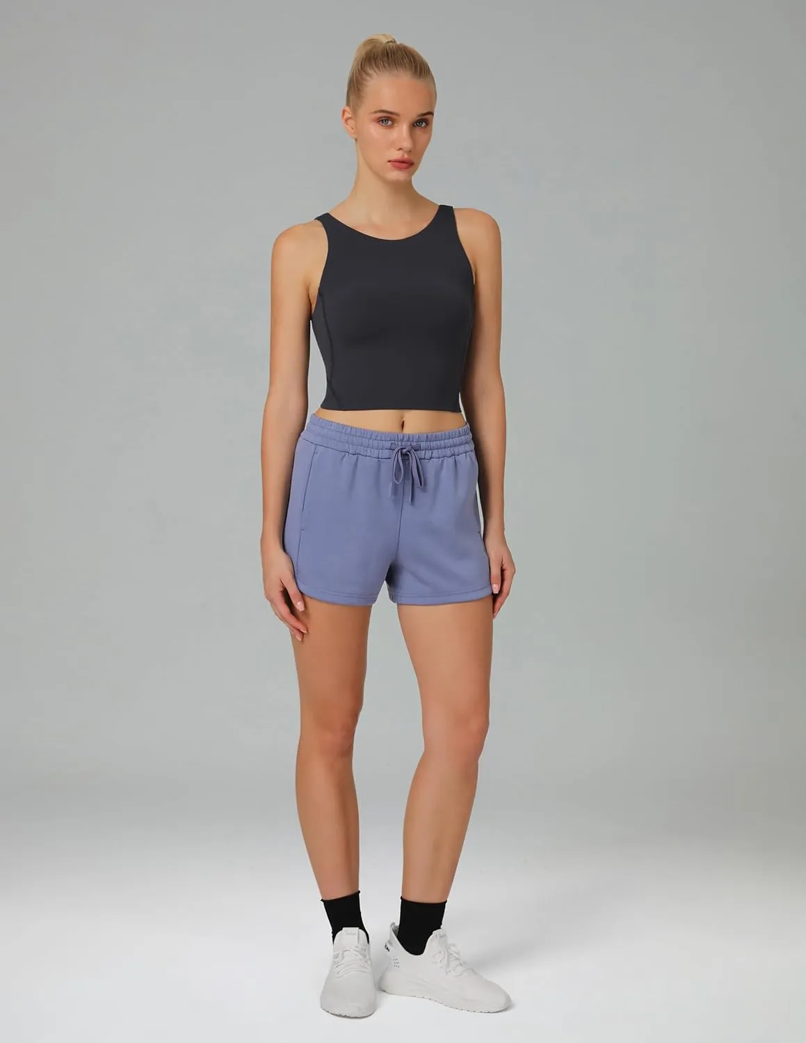 Colorfulkoala Modal Women's High Waisted Sweat 4'' Shorts with Pockets