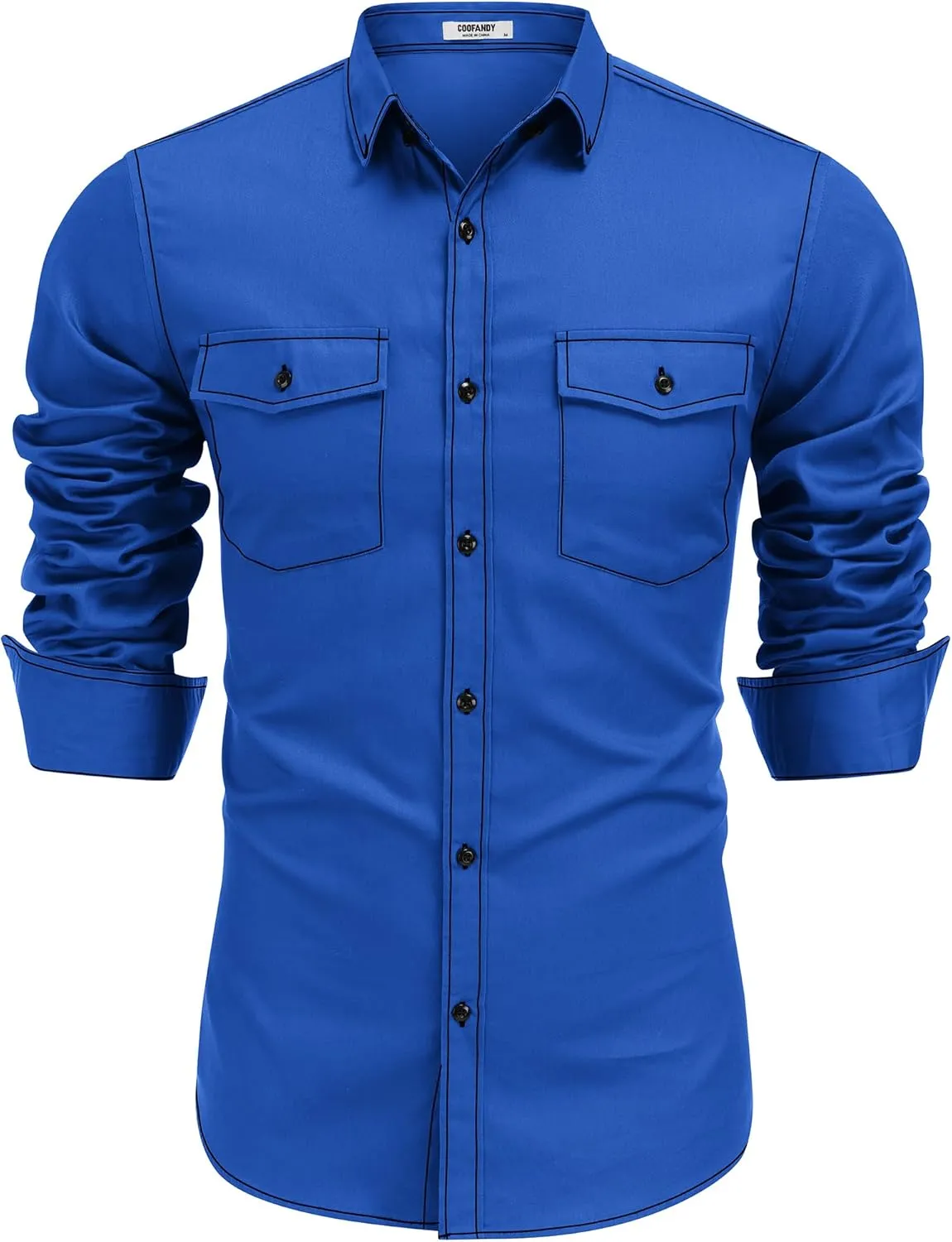 COOFANDY Mens Western Cowboy Shirts Cotton Long Sleeve Shirts with Two Pockets Embroidered