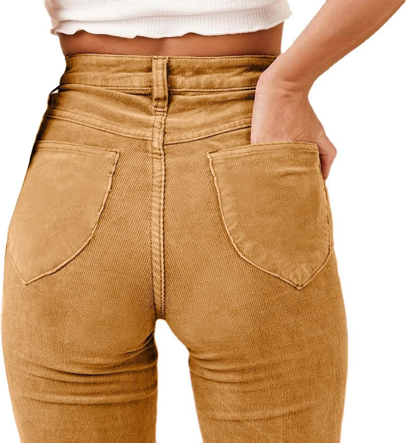 Corduroy Pants for Women High Waist Flare Pants Casual Bell Bottom Wide Leg Trouser 2024 Women Fashions Pants