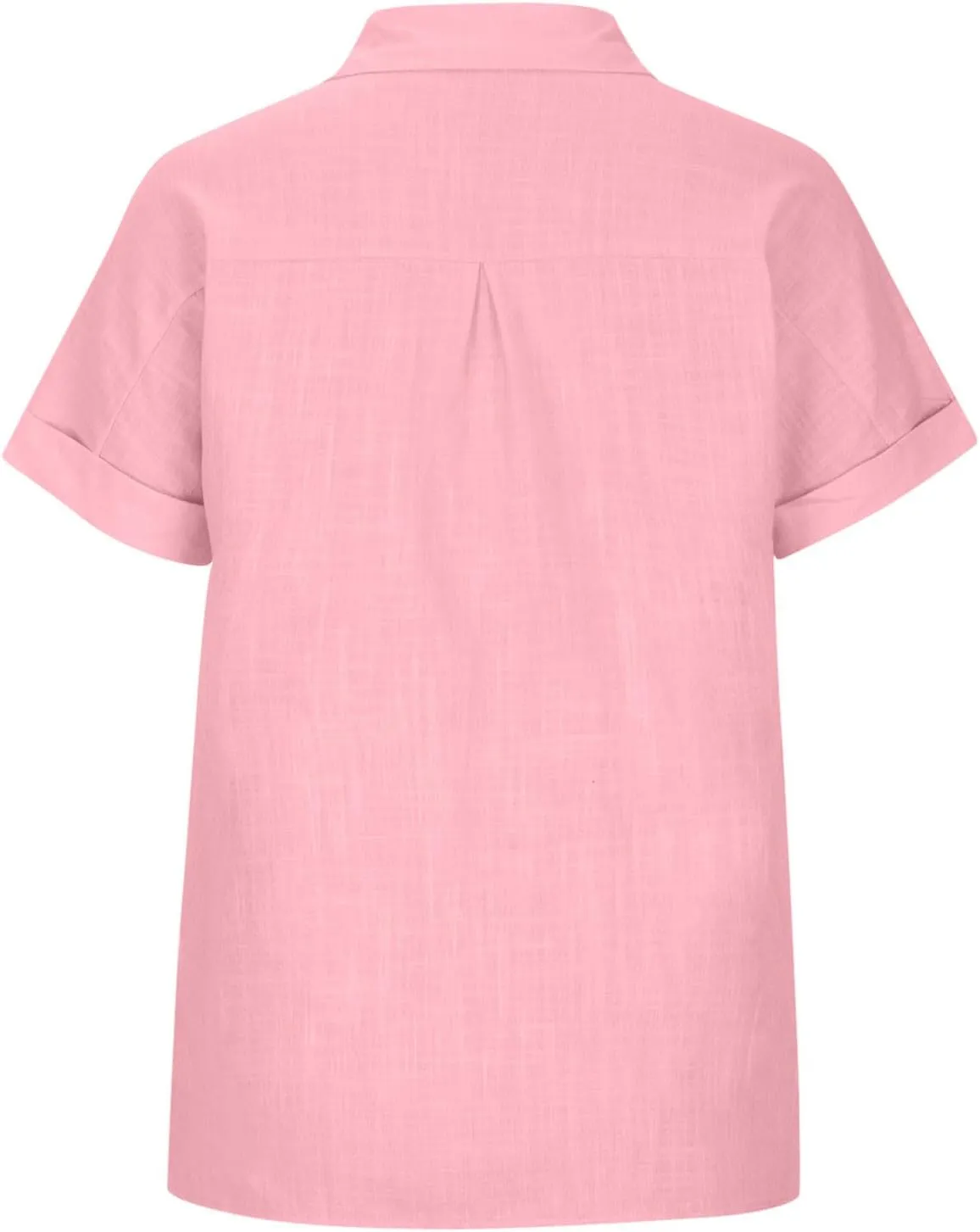 Cotton Linen Button Down Shirts for Women Short Sleeve Collared Summer Tops Dressy Business Casual Pockets Blouses