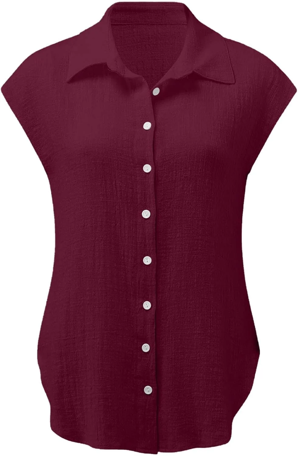 Cotton Linen Shirts for Women Trendy 2024 Casual Loose Cap Sleeve Button Down Tops Business Office Work Blouses