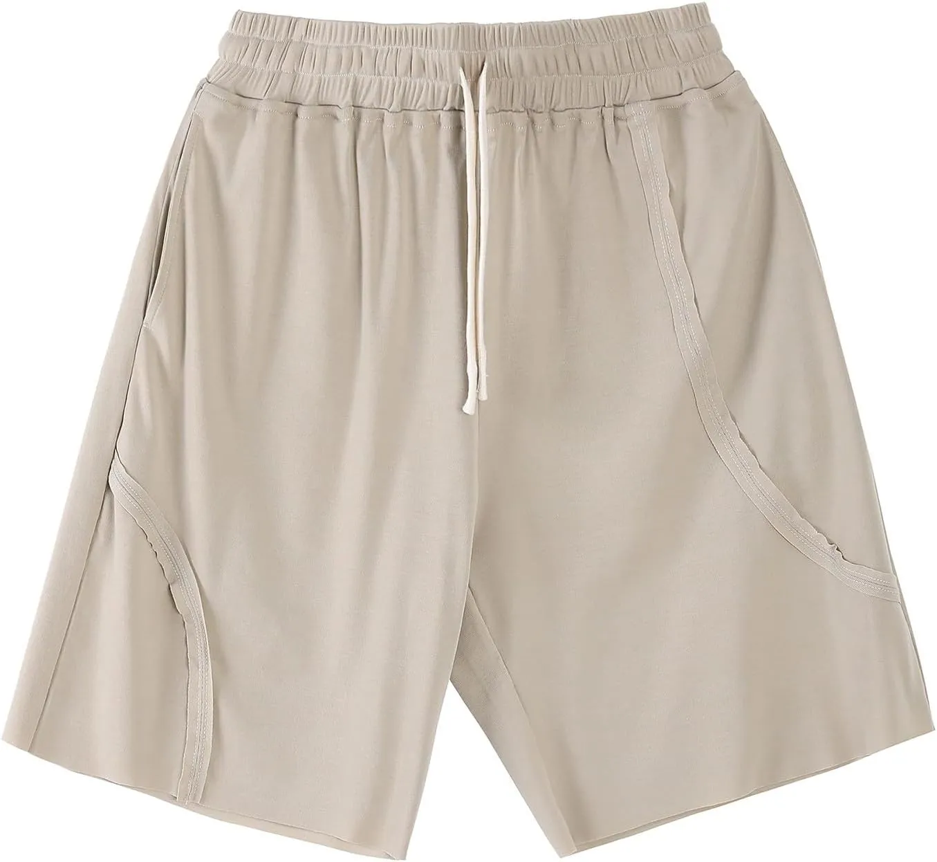 Cotton Linen Shorts for Mens Elastic Waist Drawstring Casual Pants Baggy Breathable Summer Beach Shorts with Pockets