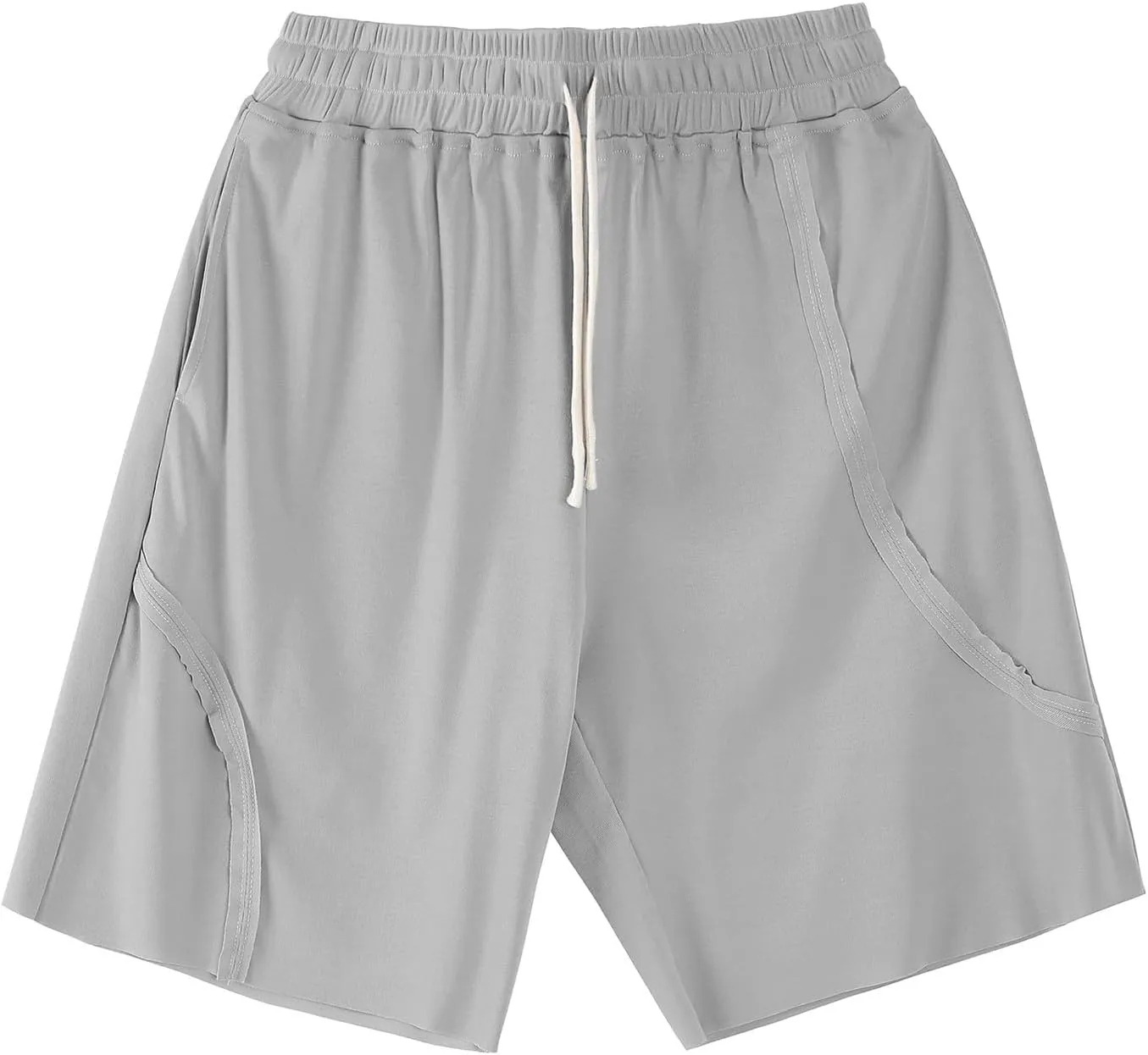 Cotton Linen Shorts for Mens Elastic Waist Drawstring Casual Pants Baggy Breathable Summer Beach Shorts with Pockets