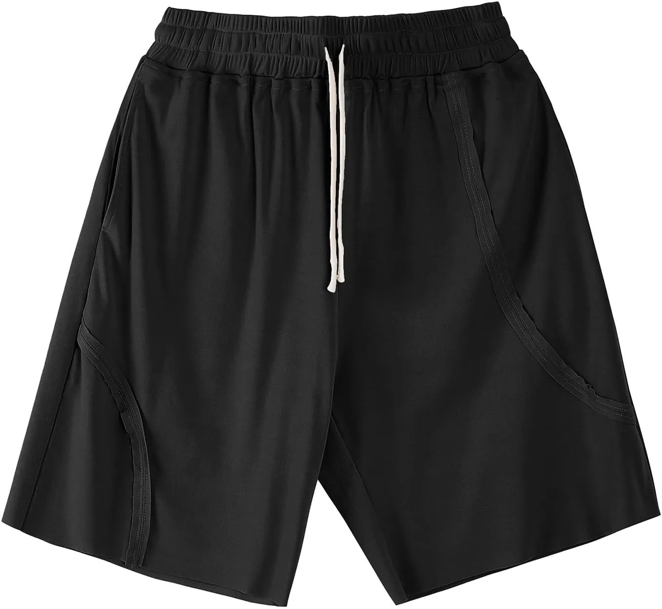 Cotton Linen Shorts for Mens Elastic Waist Drawstring Casual Pants Baggy Breathable Summer Beach Shorts with Pockets