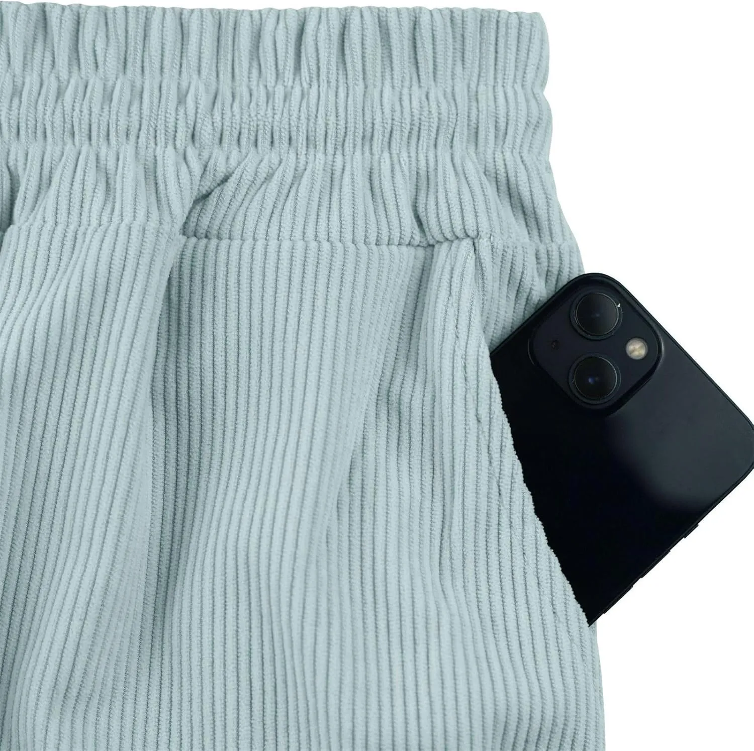 CRNTCEM Mens Corduroy Shorts Drawstring Elastic Waist Lightweight Summer Beach Shorts Loose Athletic Workout Short Pocket