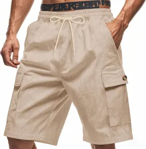CRNTCEM Mens Corduroy Shorts Drawstring Elastic Waist Lightweight Summer Beach Shorts Loose Athletic Workout Short Pocket