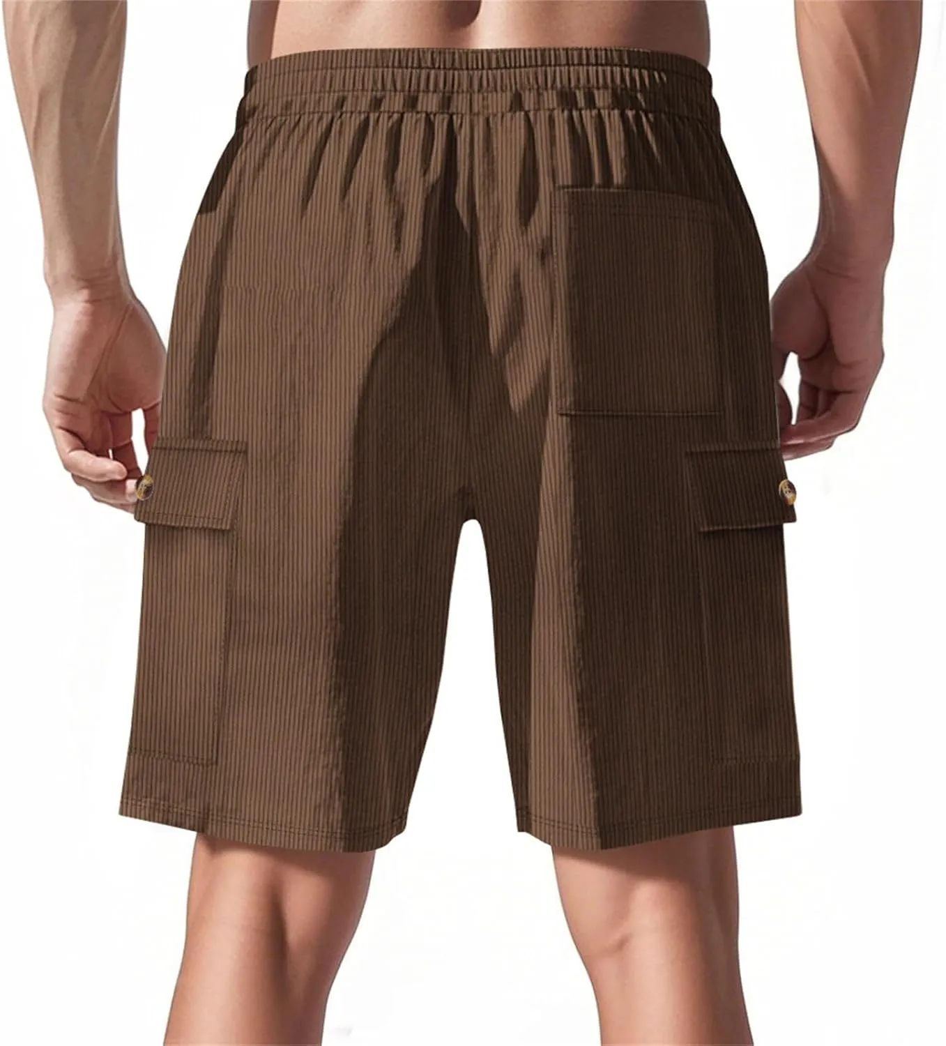 CRNTCEM Mens Corduroy Shorts Drawstring Elastic Waist Lightweight Summer Beach Shorts Loose Athletic Workout Short Pocket