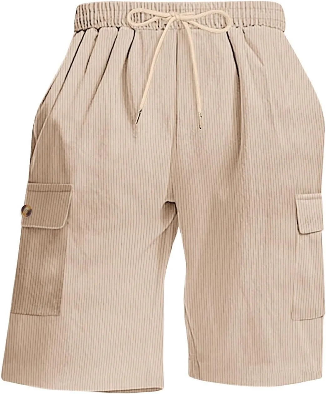 CRNTCEM Mens Corduroy Shorts Drawstring Elastic Waist Lightweight Summer Beach Shorts Loose Athletic Workout Short Pocket