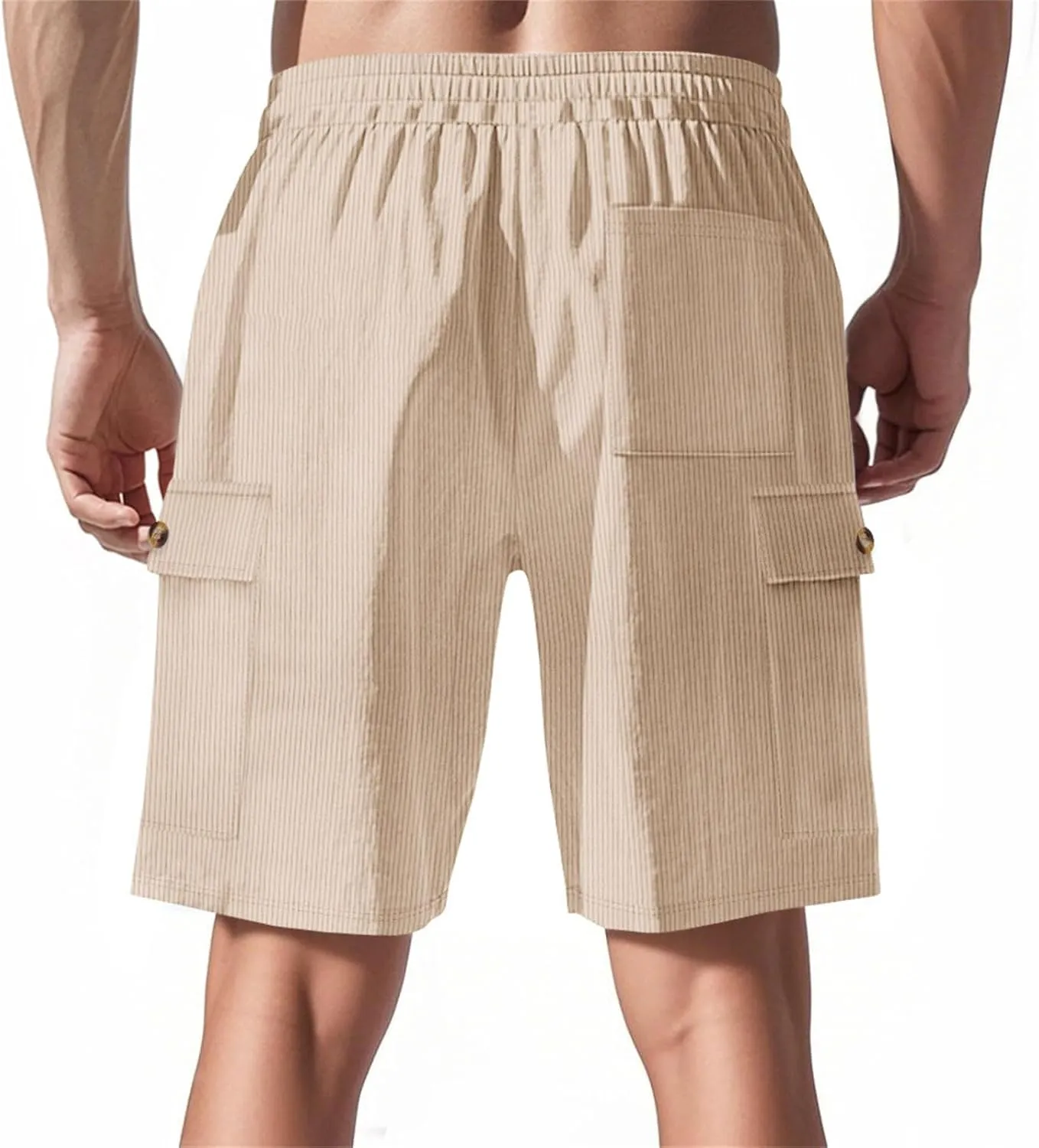 CRNTCEM Mens Corduroy Shorts Drawstring Elastic Waist Lightweight Summer Beach Shorts Loose Athletic Workout Short Pocket
