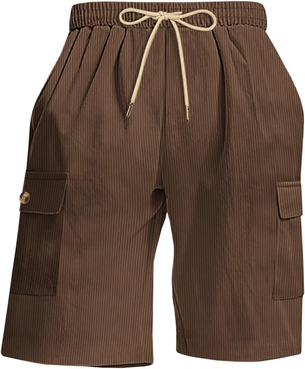 CRNTCEM Mens Corduroy Shorts Drawstring Elastic Waist Lightweight Summer Beach Shorts Loose Athletic Workout Short Pocket