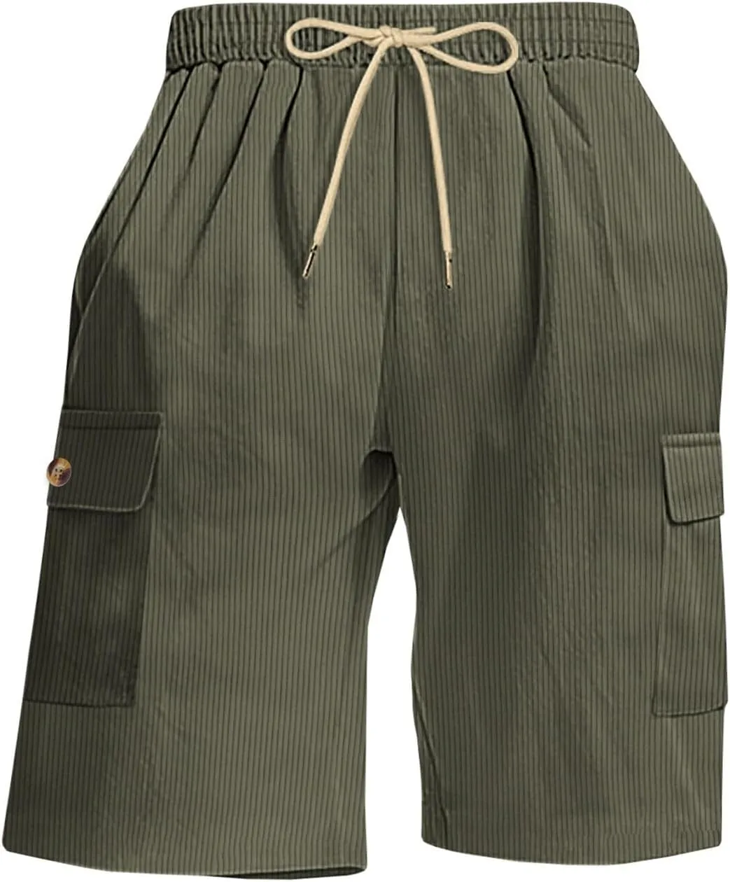 CRNTCEM Mens Corduroy Shorts Drawstring Elastic Waist Lightweight Summer Beach Shorts Loose Athletic Workout Short Pocket