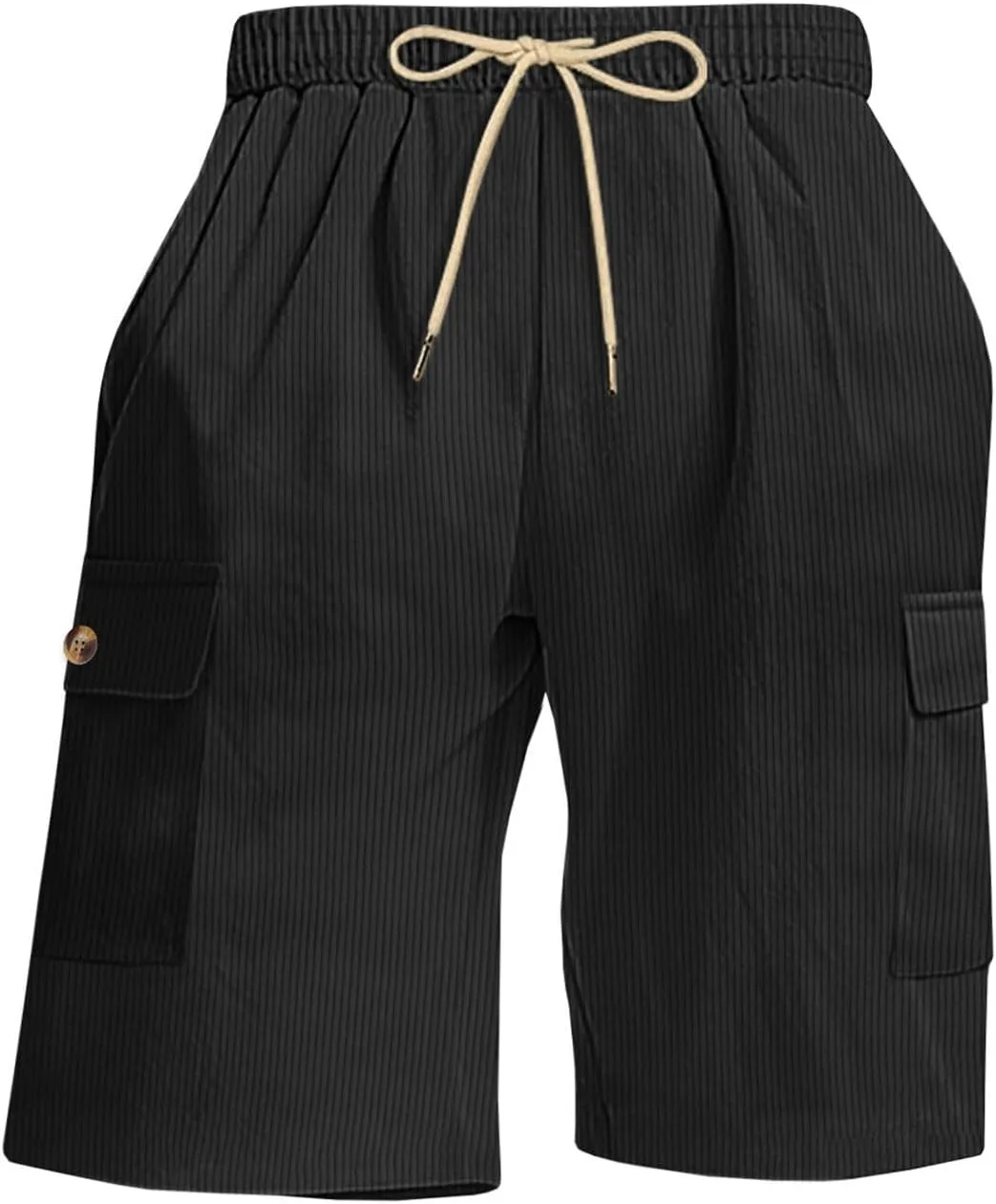 CRNTCEM Mens Corduroy Shorts Drawstring Elastic Waist Lightweight Summer Beach Shorts Loose Athletic Workout Short Pocket