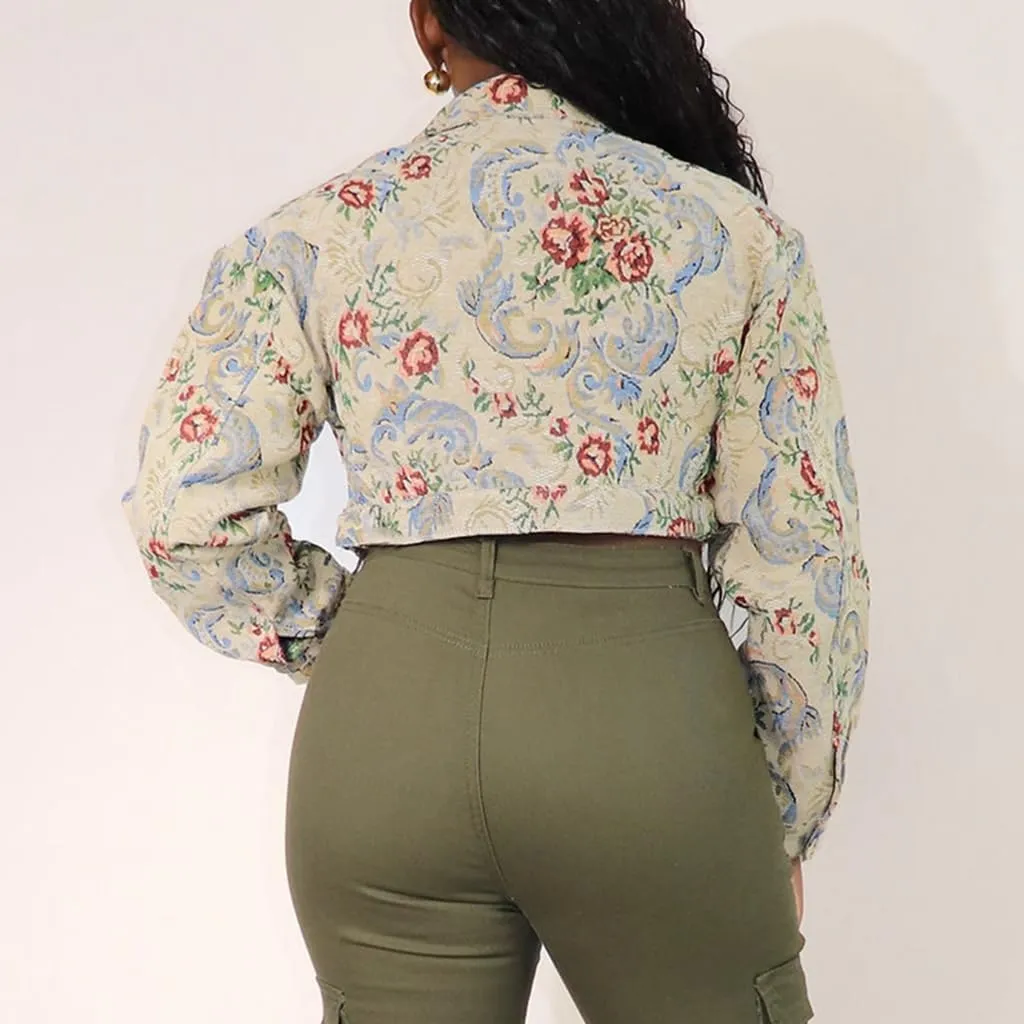 Cropped Jacket Women Red Cute Y2K Jacquard Long Sleeve Button Down Crop Varsity Jackets for Women Trendy 2025