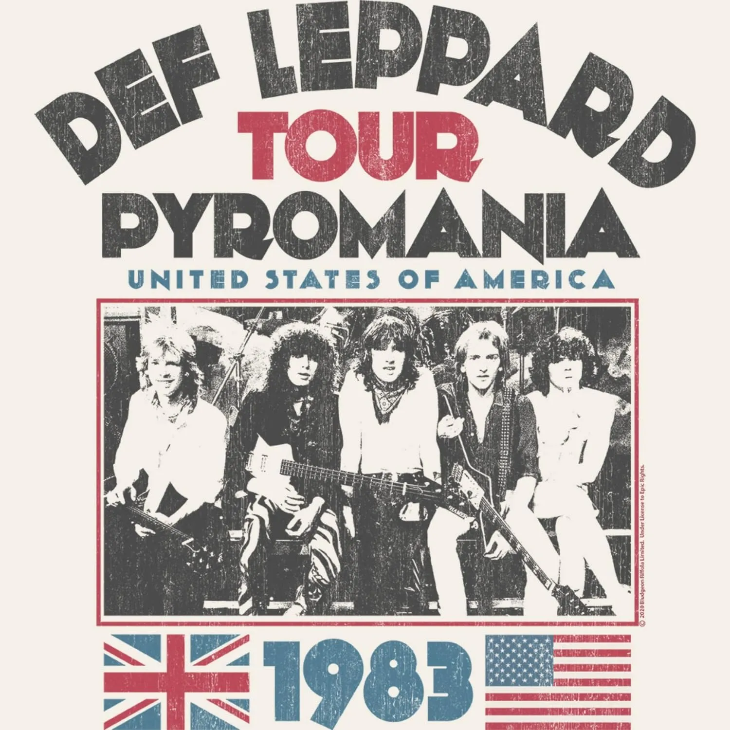 Def Leppard Rock Band T Shirts - 1983 USA Pyromania Tour, Crew Neck, Short Sleeve Shirt - Vintage Band T Shirt for Men, Women