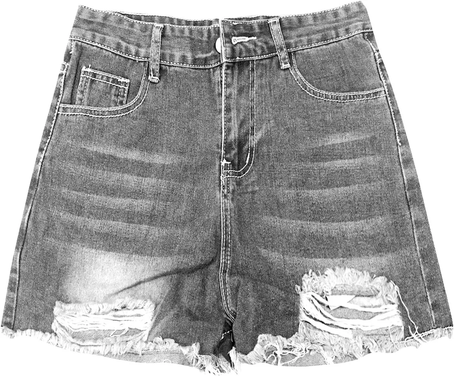 Denim Shorts for Teen Girls Fashionable High Waisted Stretchy Mom Jean Shorts Solid Frayed Hem Hot Short Pants