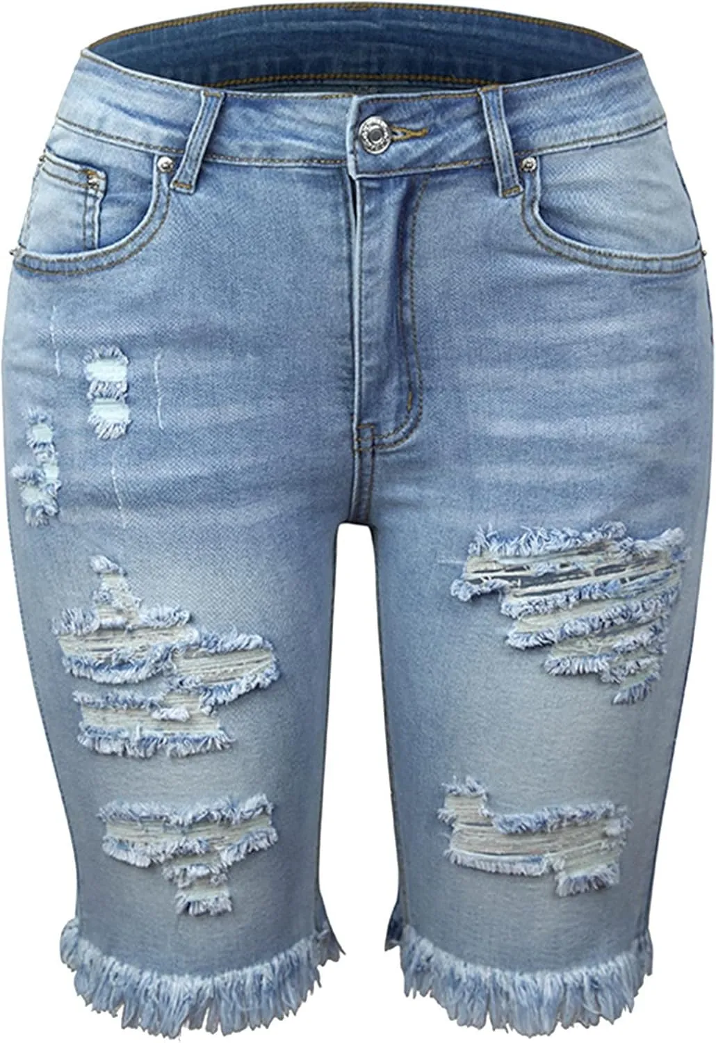 Denim Shorts Women High Waisted 2024 Summer Sexy Casual Loose Jean Slim Hole Stretchy Denim Shorts Pant with Pocket