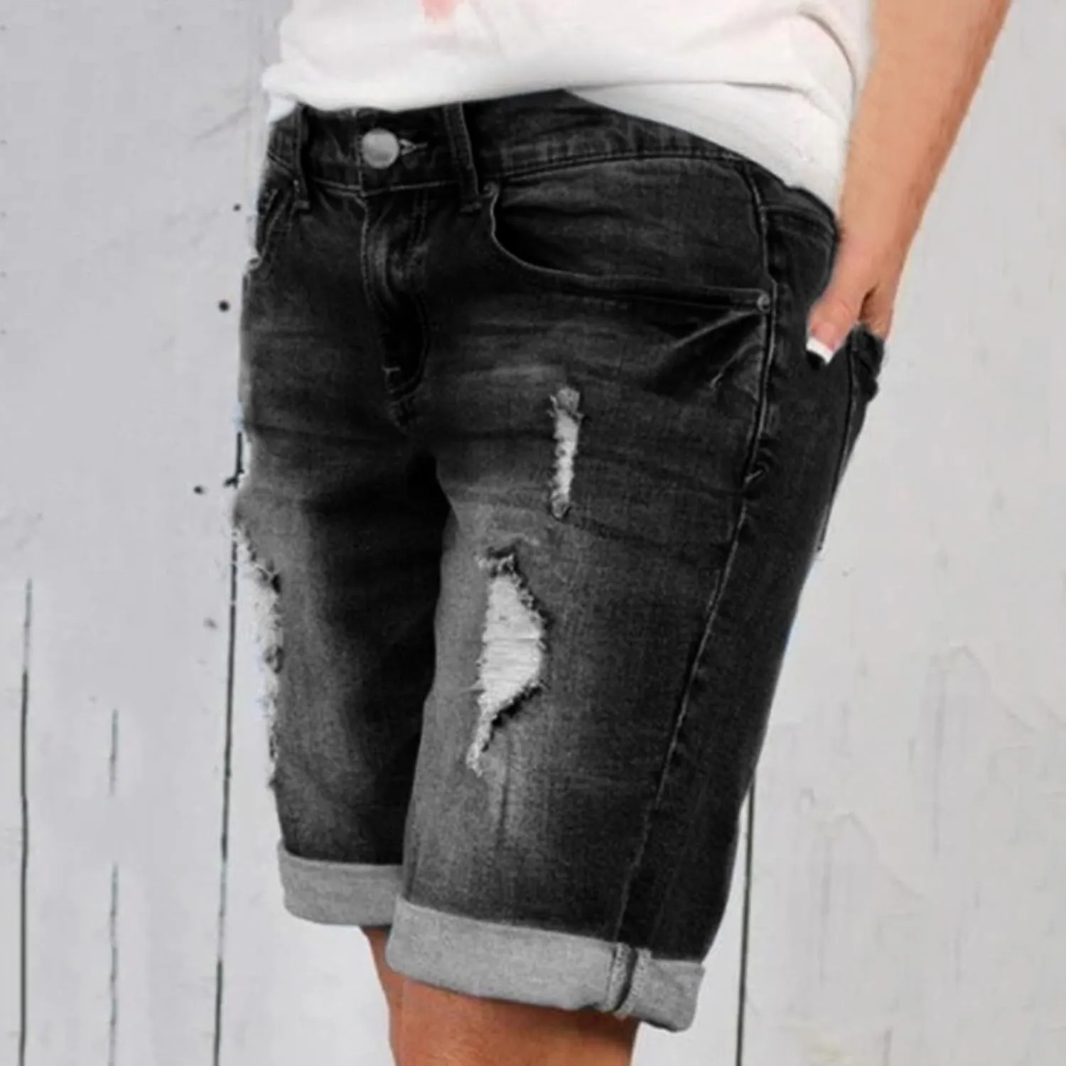 Denim Shorts Women High Waisted 2024 Summer Sexy Casual Loose Jean Slim Hole Stretchy Denim Shorts Pant with Pocket