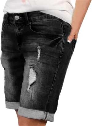 Denim Shorts Women High Waisted 2024 Summer Sexy Casual Loose Jean Slim Hole Stretchy Denim Shorts Pant with Pocket