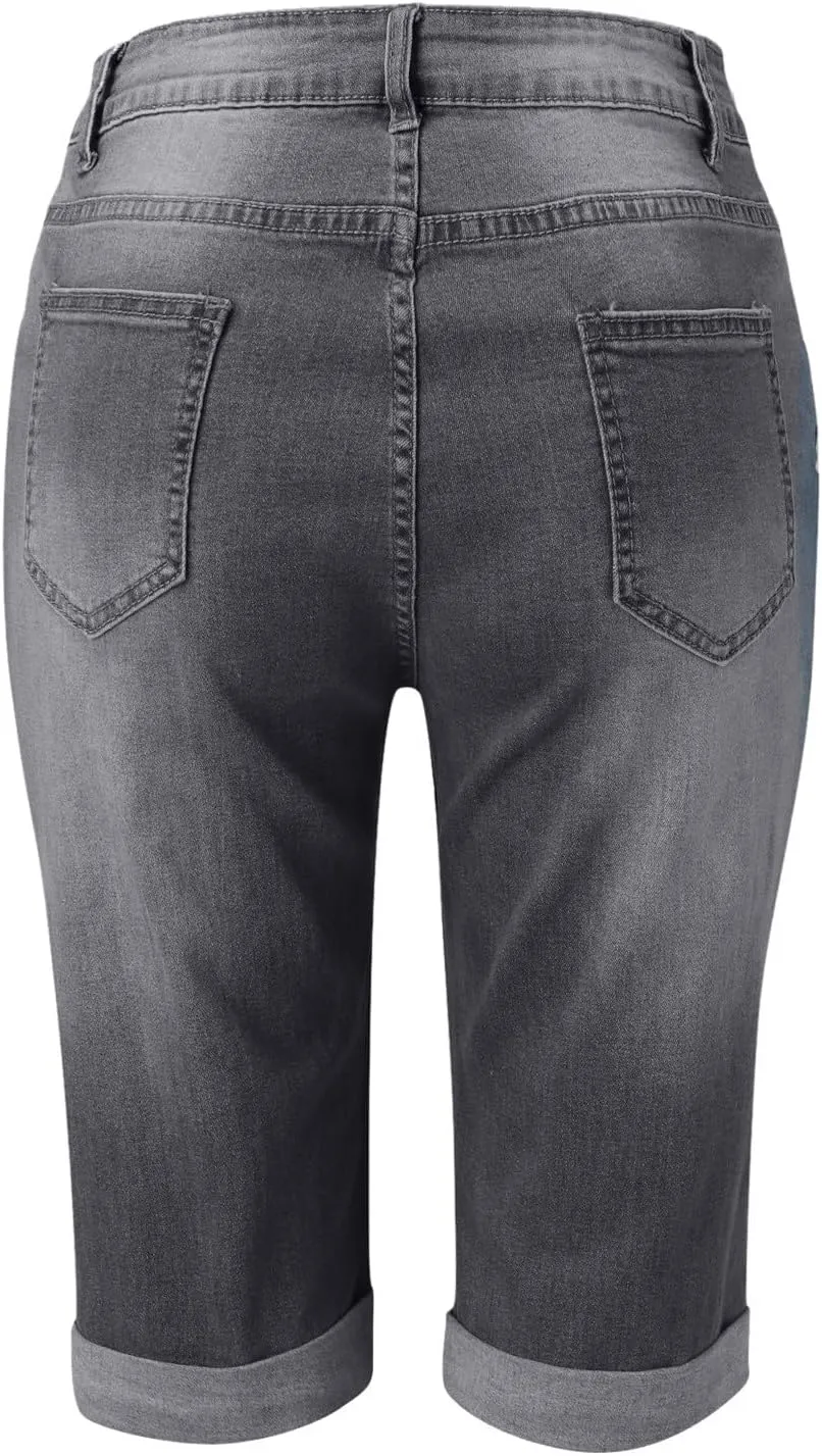 Denim Shorts Women High Waisted 2024 Summer Sexy Casual Loose Jean Slim Hole Stretchy Denim Shorts Pant with Pocket