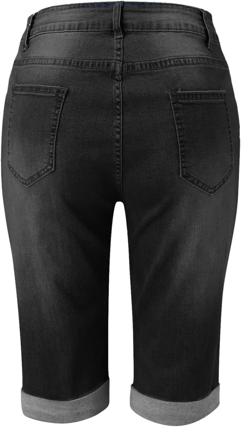 Denim Shorts Women High Waisted 2024 Summer Sexy Casual Loose Jean Slim Hole Stretchy Denim Shorts Pant with Pocket