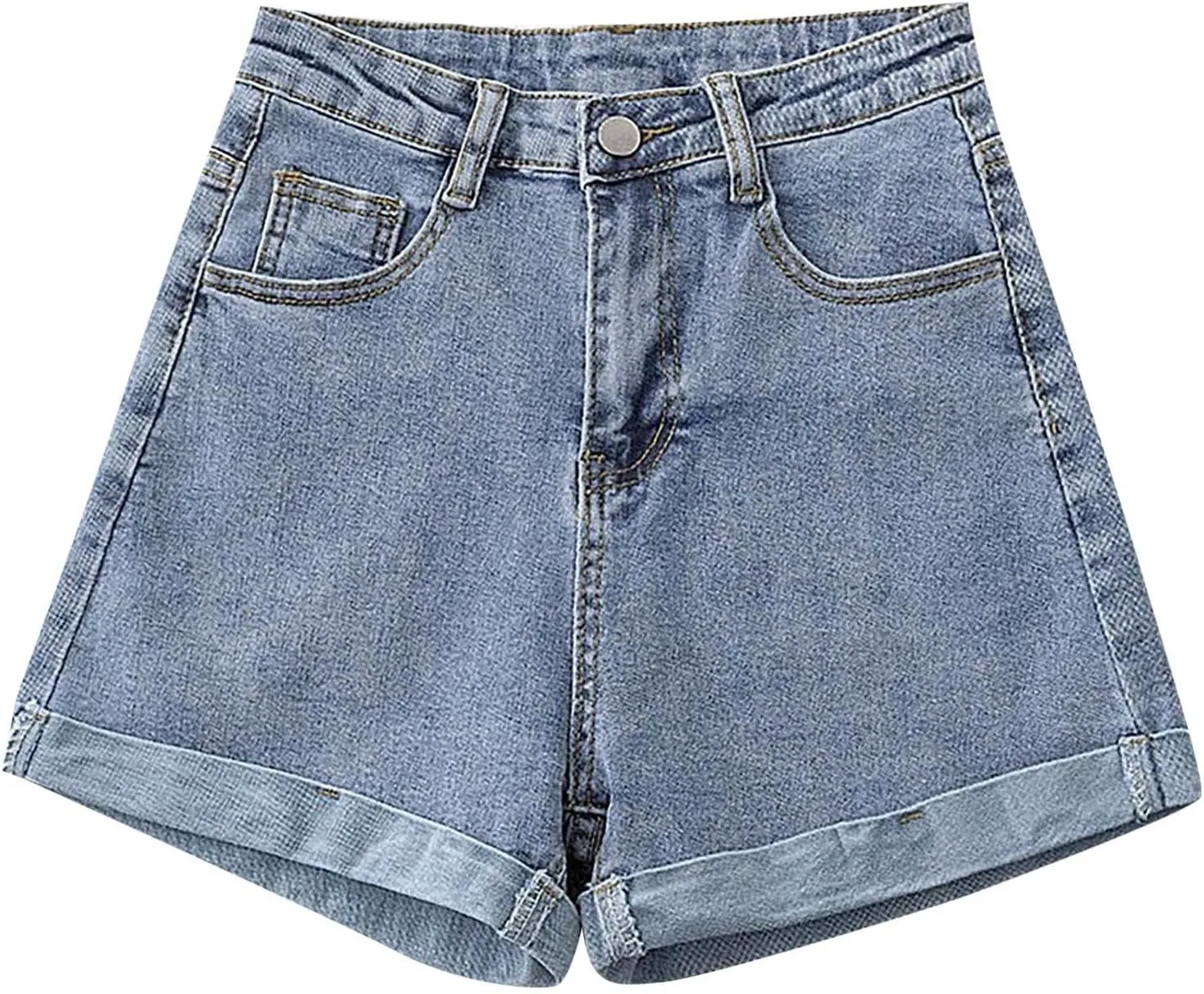 Denim Shorts Women High Waisted Stretchy Button Up A Line Baggy Jeans Shorts Plus Size Wide Leg Classic Hot Jorts for Women