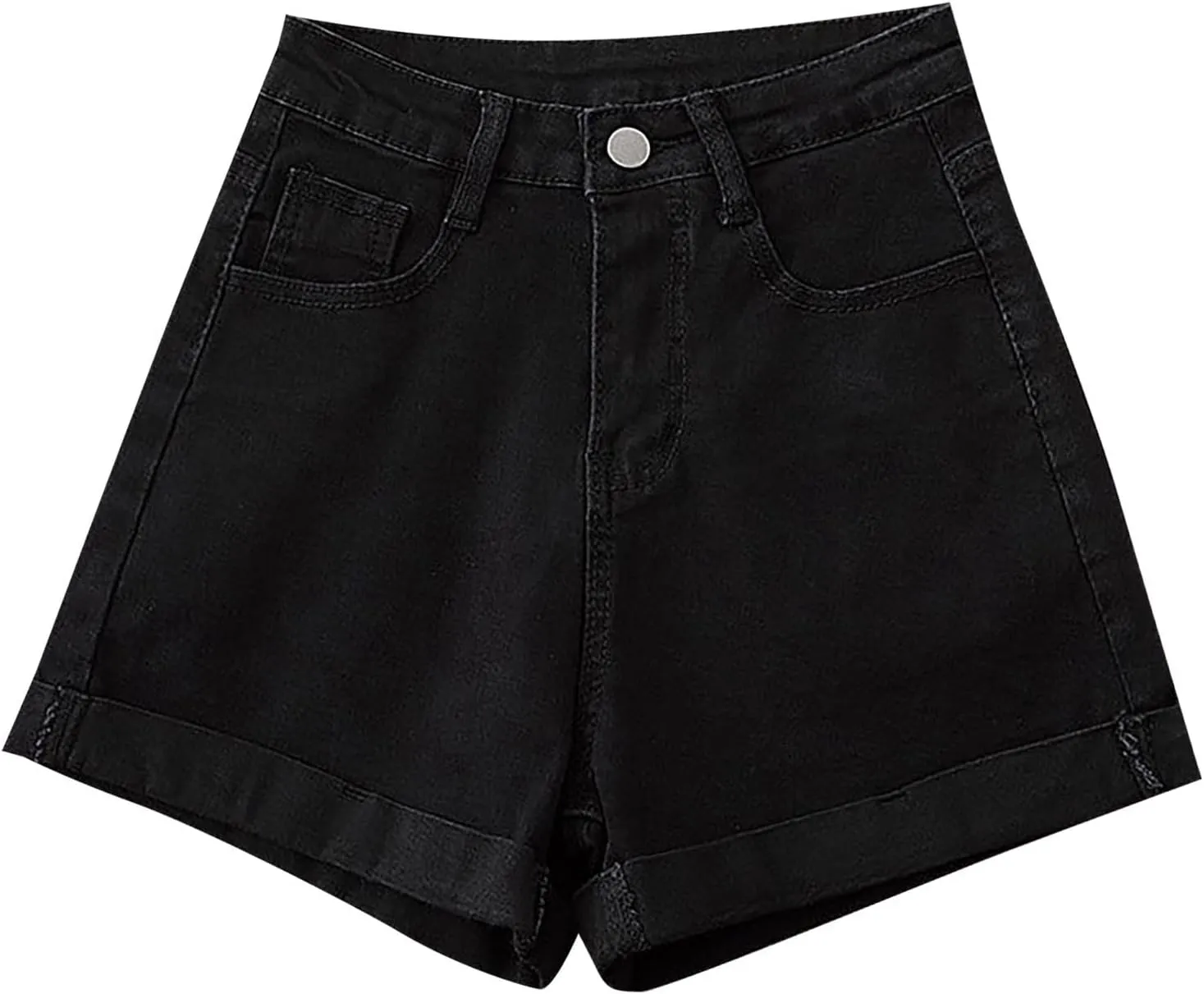 Denim Shorts Women High Waisted Stretchy Button Up A Line Baggy Jeans Shorts Plus Size Wide Leg Classic Hot Jorts for Women
