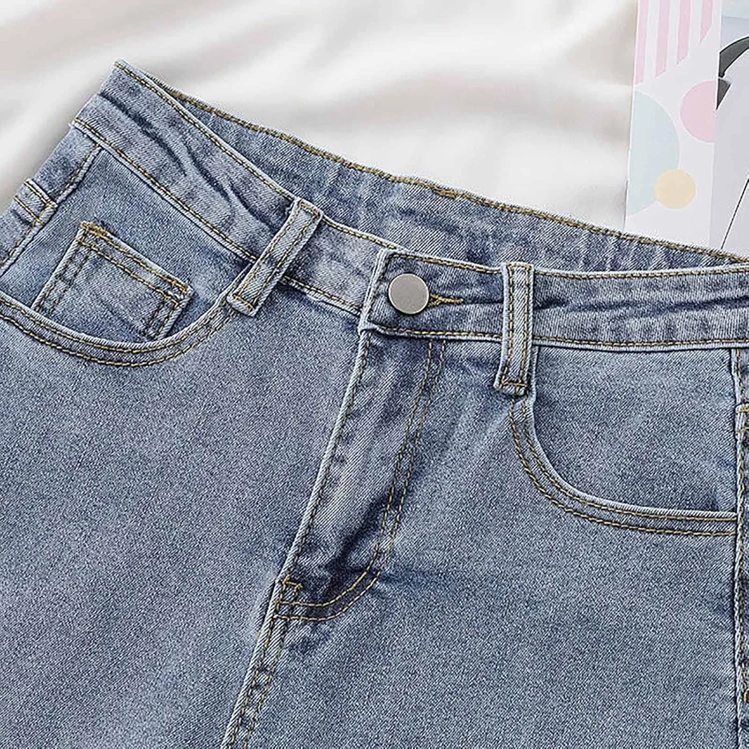 Denim Shorts Women High Waisted Stretchy Button Up A Line Baggy Jeans Shorts Plus Size Wide Leg Classic Hot Jorts for Women