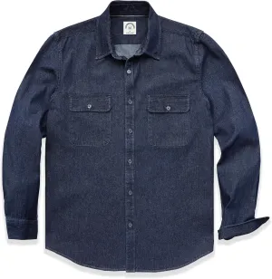 Dubinik® Denim Shirt Men Mens Denim Shirts Long Sleeve Mens Denim Button Down Shirt Cotton Regular Fit Casual Work Shirts