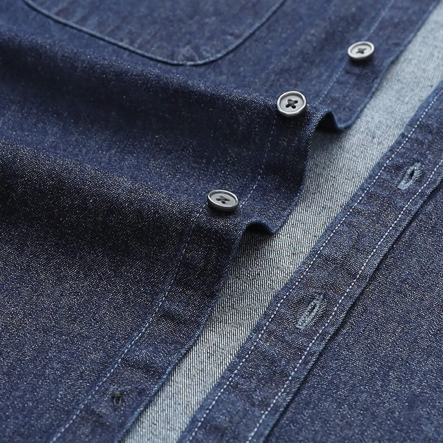 Dubinik® Denim Shirt Men Mens Denim Shirts Long Sleeve Mens Denim Button Down Shirt Cotton Regular Fit Casual Work Shirts