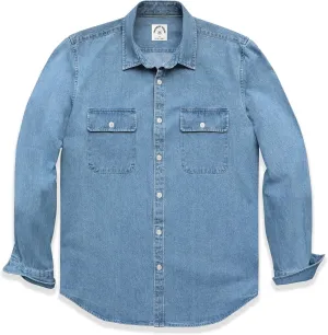 Dubinik® Denim Shirt Men Mens Denim Shirts Long Sleeve Mens Denim Button Down Shirt Cotton Regular Fit Casual Work Shirts