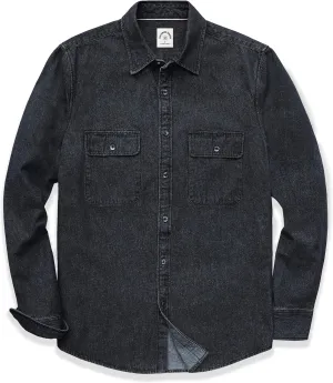 Dubinik® Denim Shirt Men Mens Denim Shirts Long Sleeve Mens Denim Button Down Shirt Cotton Regular Fit Casual Work Shirts
