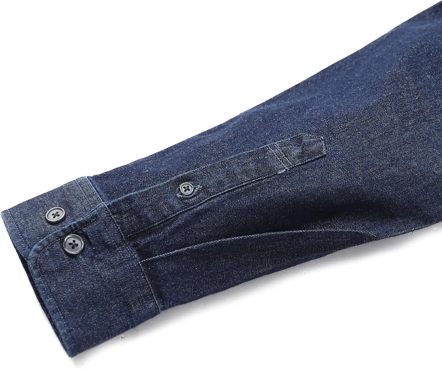 Dubinik® Denim Shirt Men Mens Denim Shirts Long Sleeve Mens Denim Button Down Shirt Cotton Regular Fit Casual Work Shirts