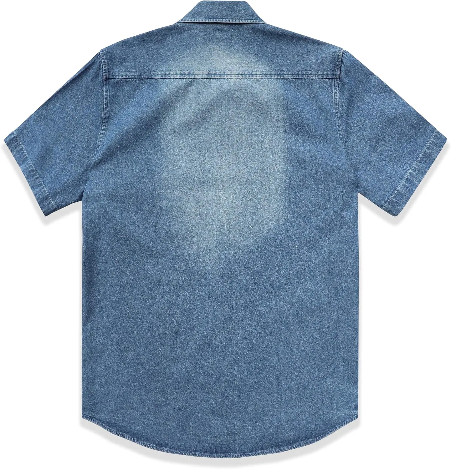 Dubinik®Mens Short Sleeve Button Down Shirts Denim Short Sleeve Shirt Men Two Pocket Western Soft Work Casual Denim Shirt