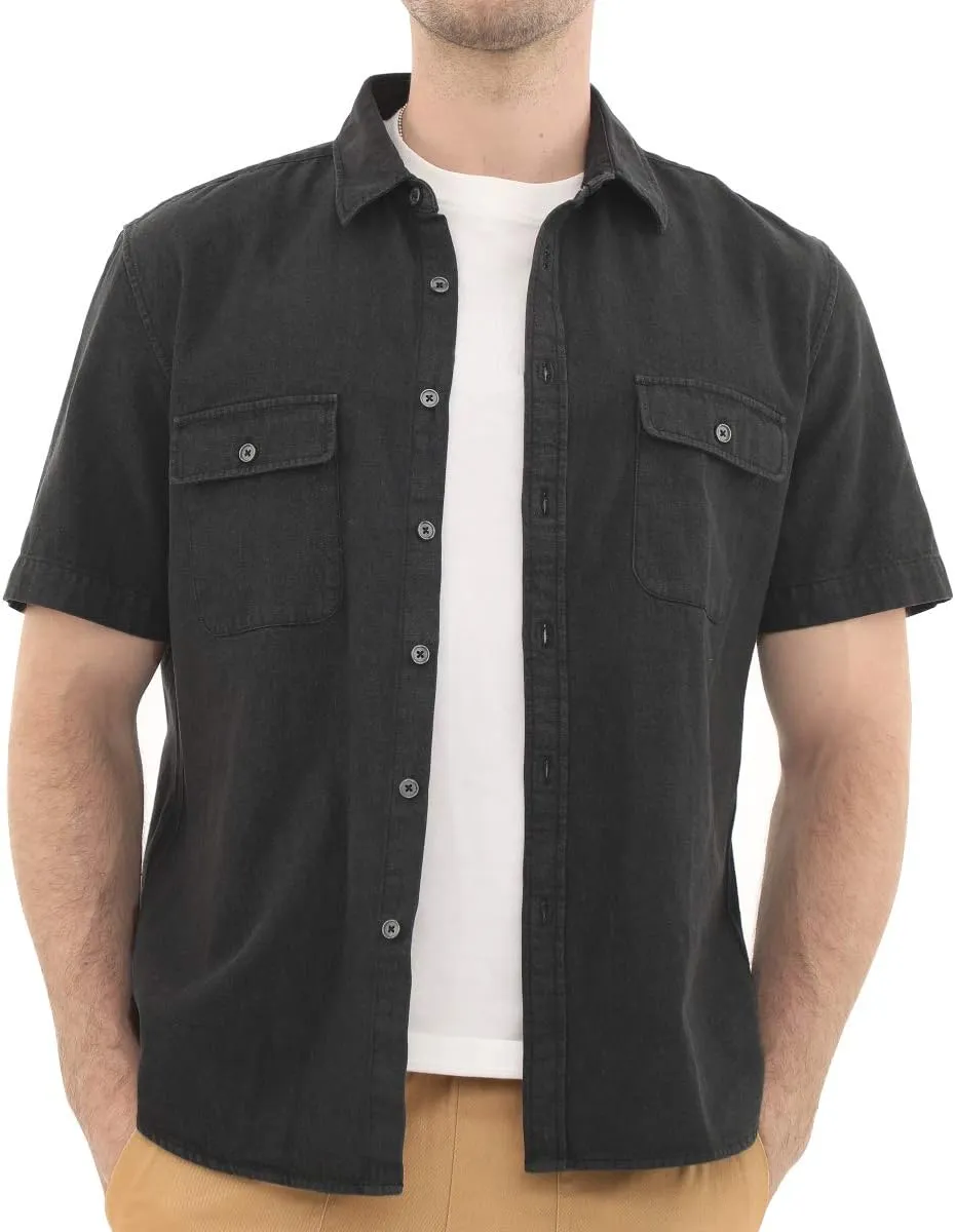 Dubinik®Mens Short Sleeve Button Down Shirts Denim Short Sleeve Shirt Men Two Pocket Western Soft Work Casual Denim Shirt