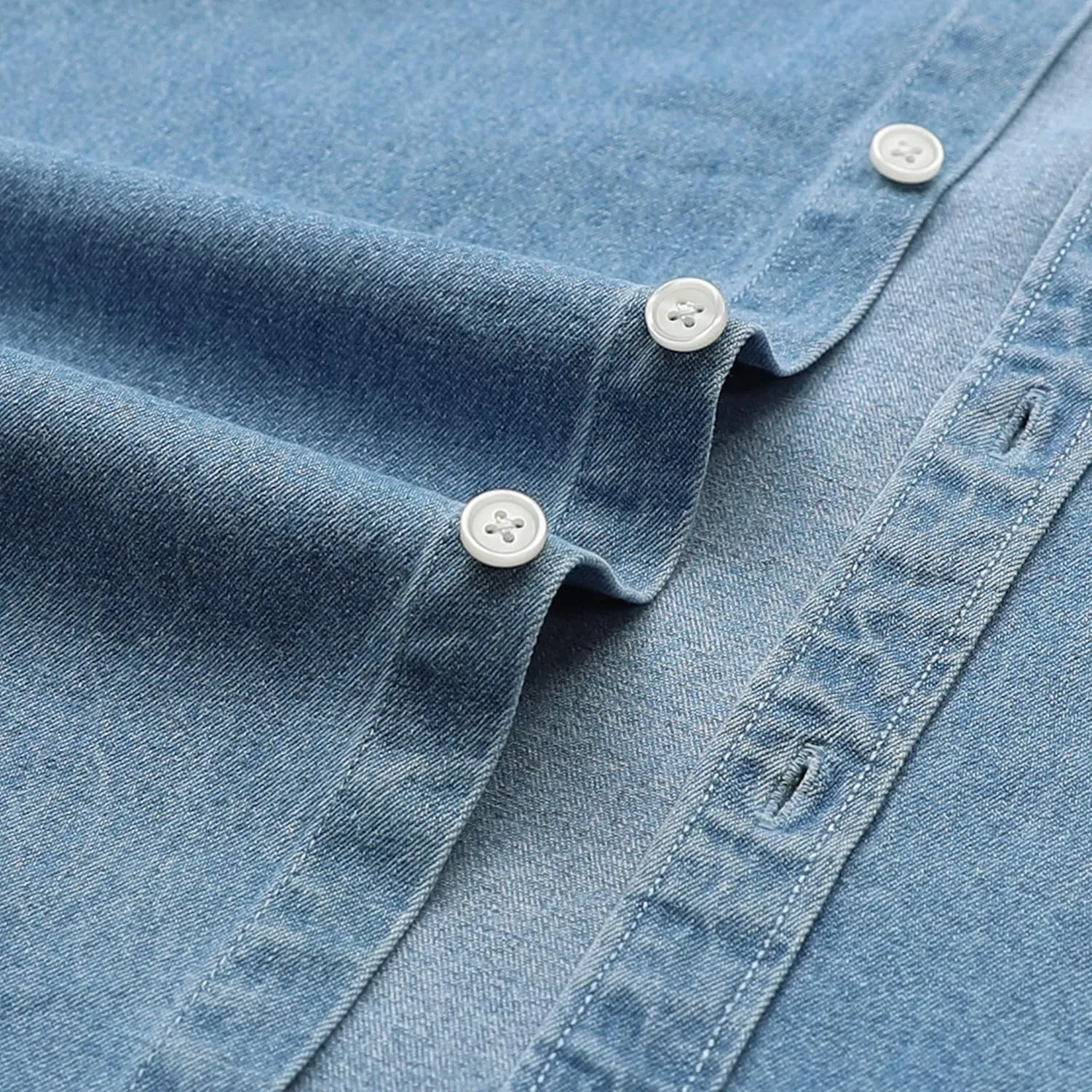 Dubinik®Mens Short Sleeve Button Down Shirts Denim Short Sleeve Shirt Men Two Pocket Western Soft Work Casual Denim Shirt