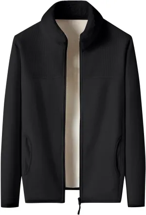 Finelylove Mens Fleece Jacket Soft Sherpa Lined Full Zip Cardigan Jackets Casual Soft Warm Fall Winter Coats Outwear