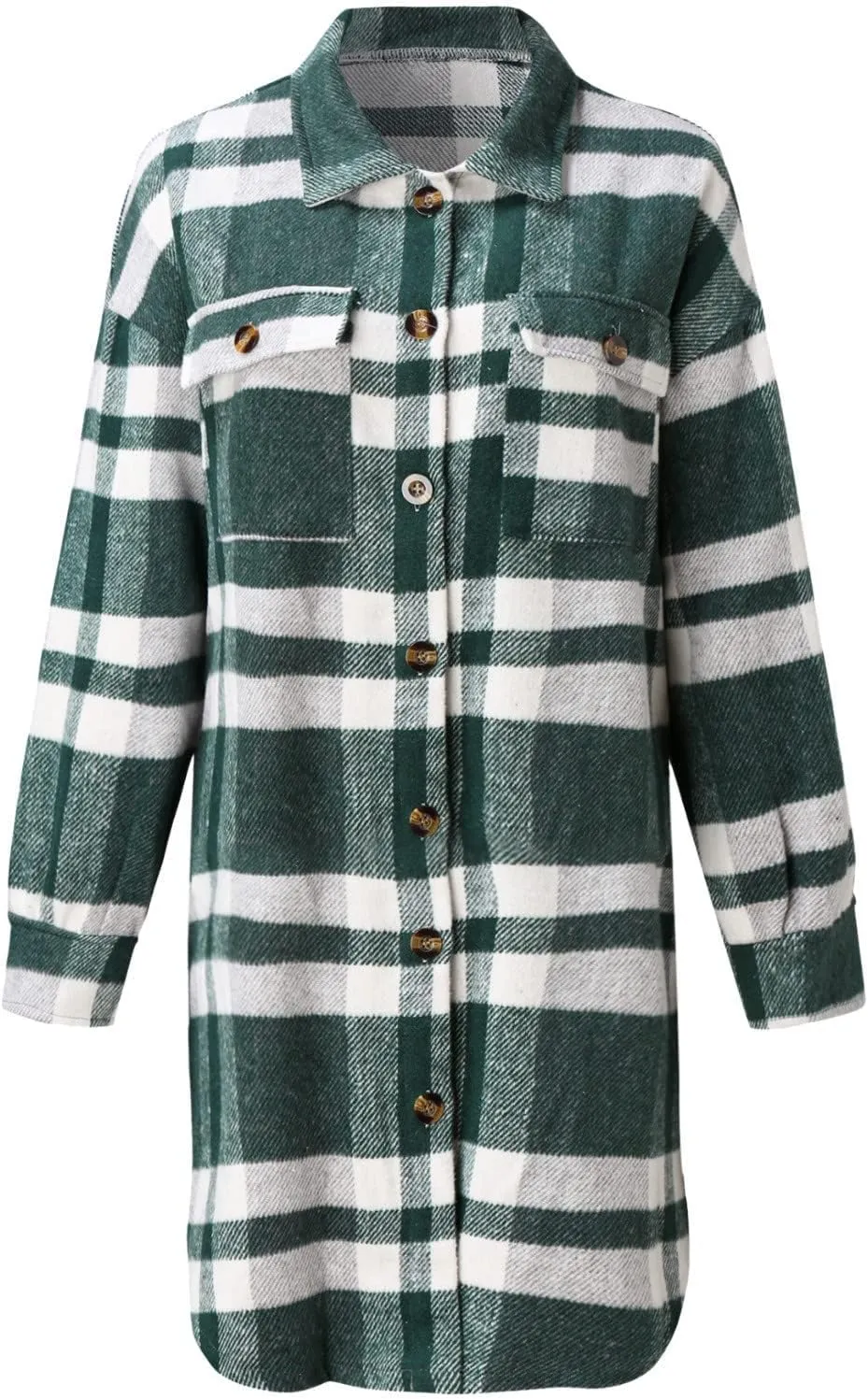 Flannel Shirts for Women Quilted Lined Shacket Jacket Fall Winter Tartan Trench Coat Tartan Long Jacket Coats