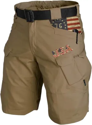 FONMA Mens Cargo Shorts 2025 Summer Outdoor Tactical Shorts Solid/Patriotic Printed Military Pants with Multi Pockets