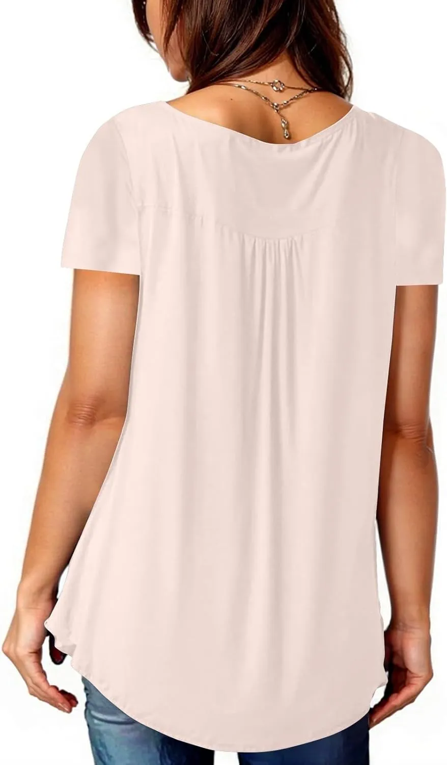 FQZWONG Summer Shirts for Women 2025 Plus Size Short Sleeve Tunic Tops Loose Casual Ladies Crew Neck Button Down Blouses