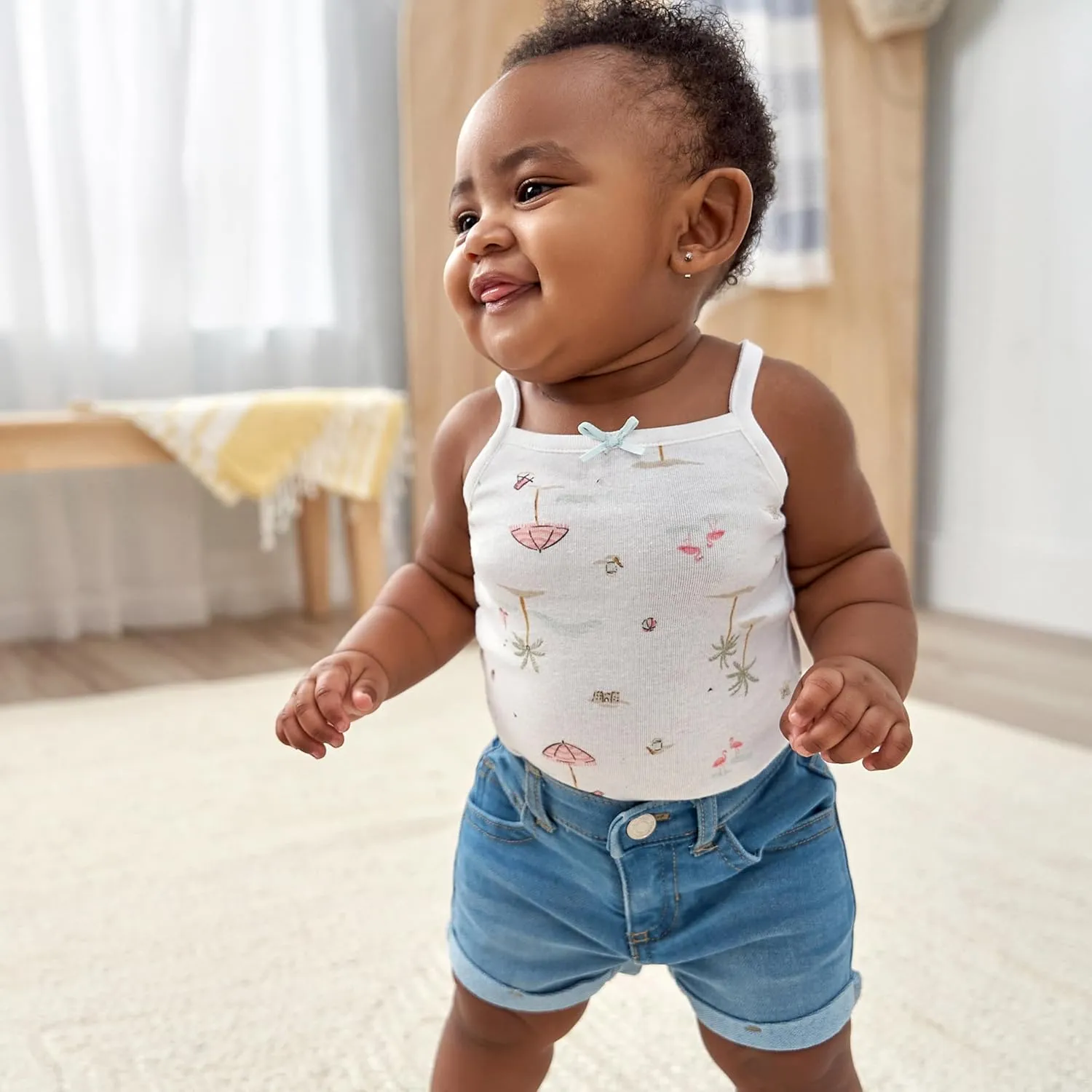 Gerber Baby and Toddler Girls Cuffed Denim Shorts