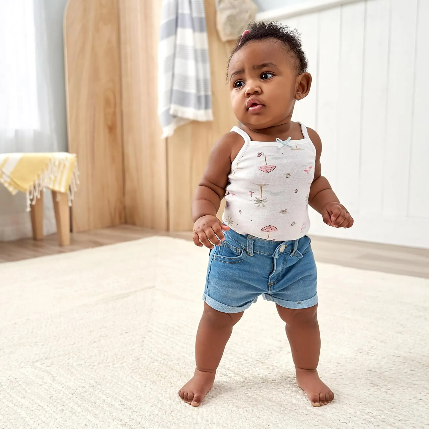 Gerber Baby and Toddler Girls Cuffed Denim Shorts