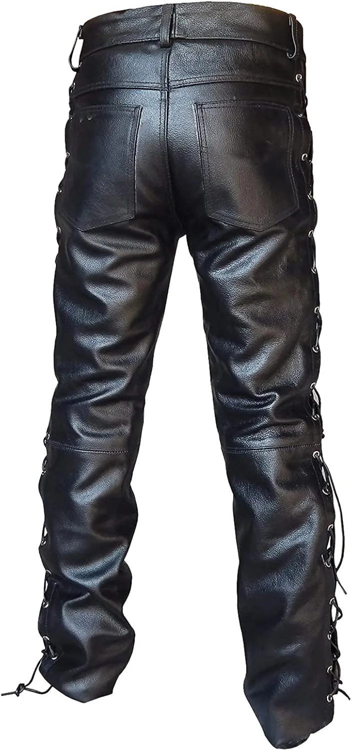 GIERIDUC Faux Leather Pants for Men's Mens Corduroy Trousers Straight Leg White Chino Pants for Men Polyester Pants for Men