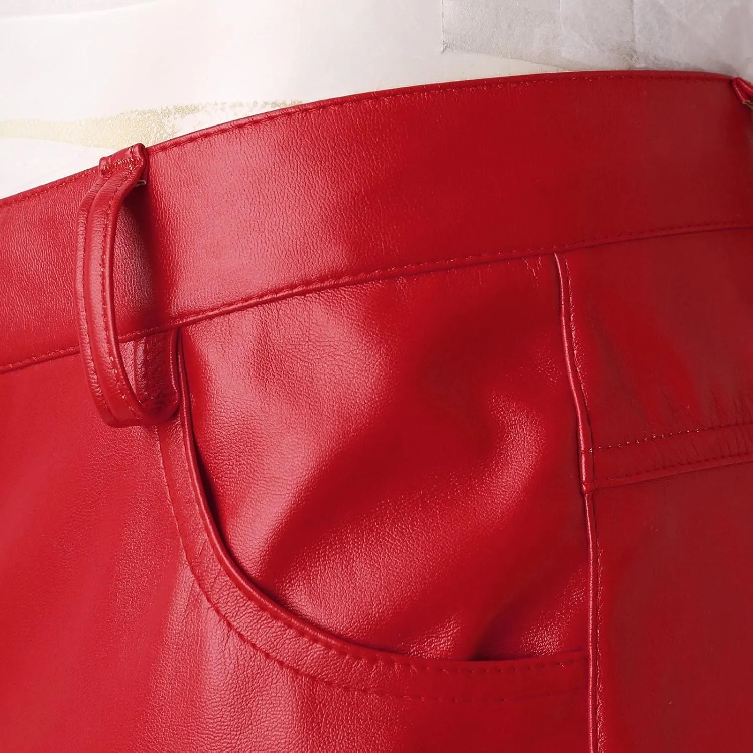 GIERIDUC Faux Leather Pants for Men's Mens Corduroy Trousers Straight Leg White Chino Pants for Men Polyester Pants for Men