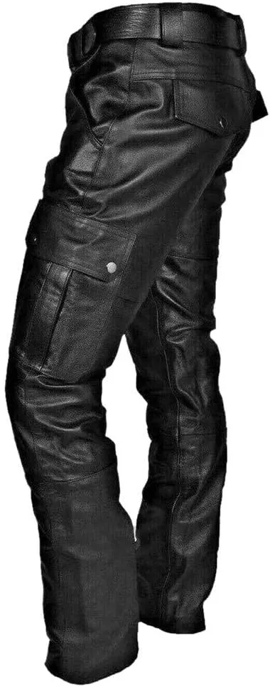 GIERIDUC Faux Leather Pants for Men's Mens Corduroy Trousers Straight Leg White Chino Pants for Men Polyester Pants for Men