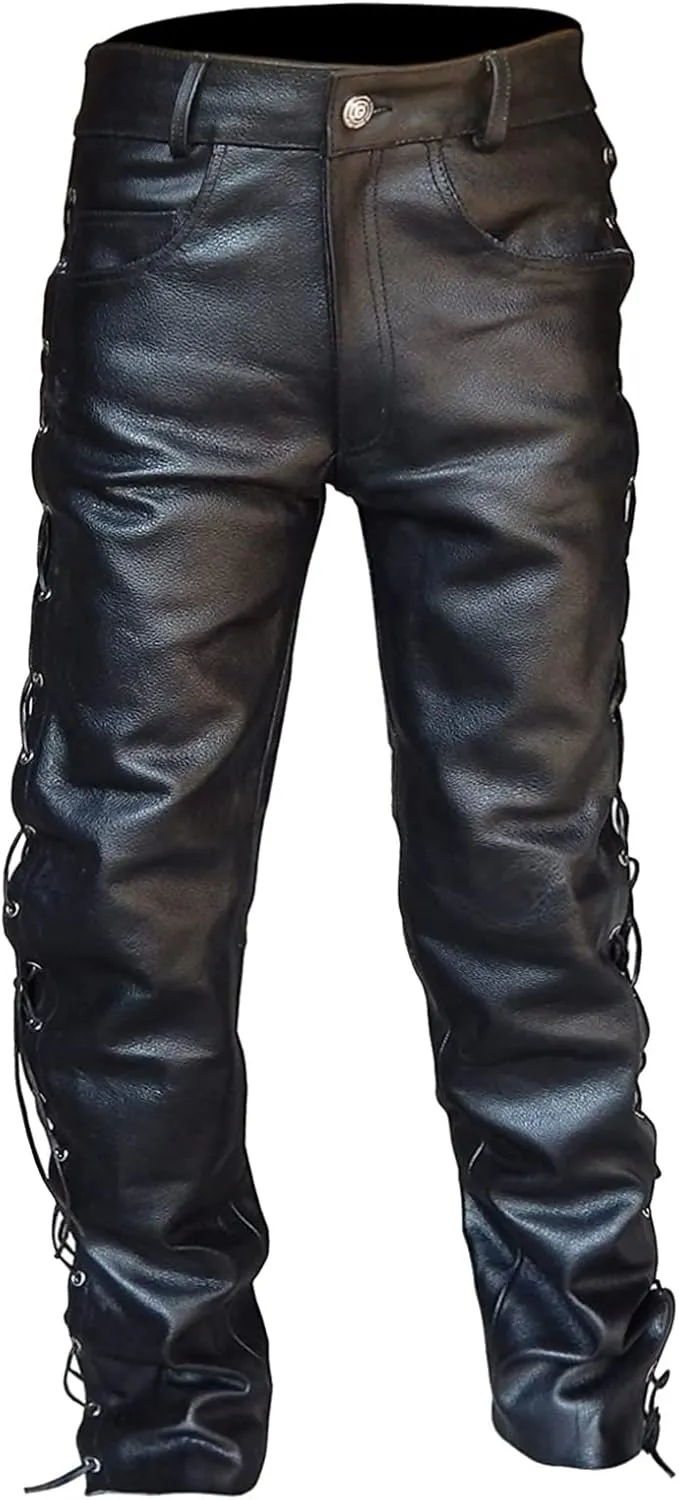 GIERIDUC Faux Leather Pants for Men's Mens Corduroy Trousers Straight Leg White Chino Pants for Men Polyester Pants for Men