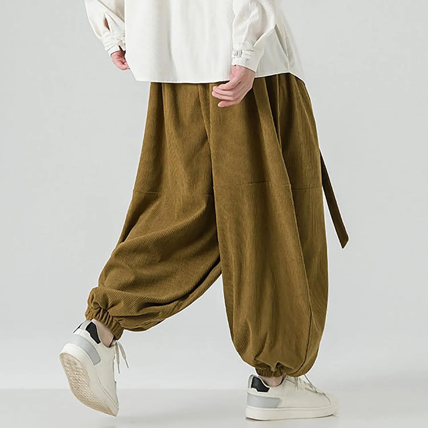 GIERIDUC Mens Cargo Sweatpants Mens Elasticated Waist Corduroy Trousers Extra Long Walking Trousers Best Sweat Pants for Men