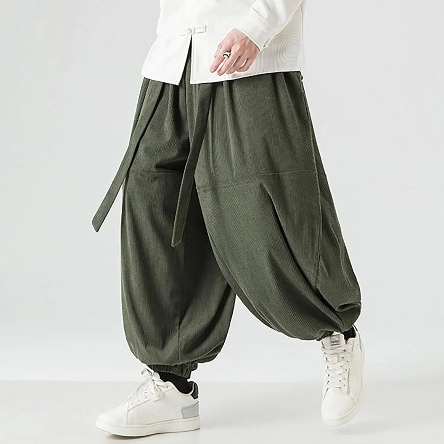 GIERIDUC Mens Cargo Sweatpants Mens Elasticated Waist Corduroy Trousers Extra Long Walking Trousers Best Sweat Pants for Men