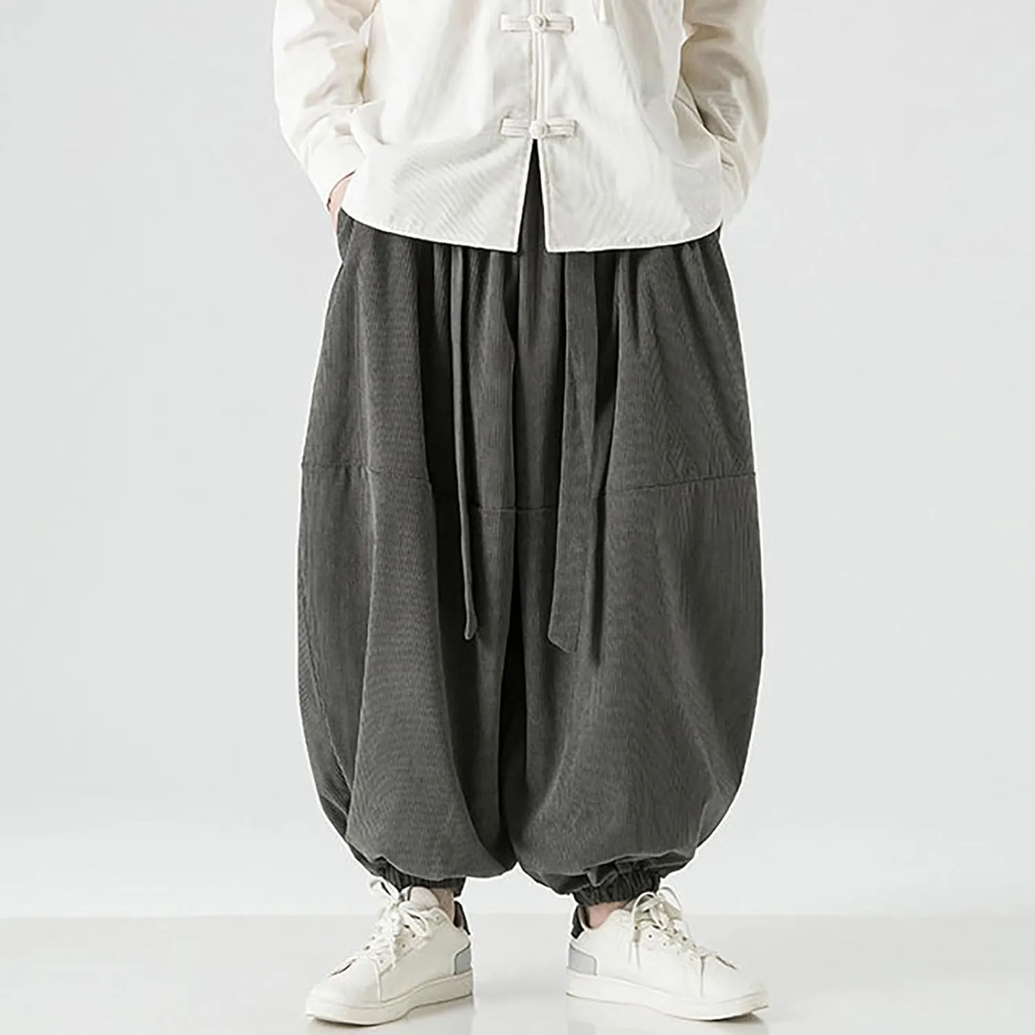 GIERIDUC Mens Cargo Sweatpants Mens Elasticated Waist Corduroy Trousers Extra Long Walking Trousers Best Sweat Pants for Men